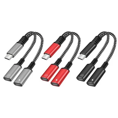 OTG 2 EN 1 USB C Divisor a Doble Tipo USB C Conector de Auriculares Adaptador de Audio PD 60W Foto 1 de 4