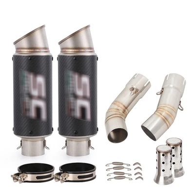 Chinelo para Ducati 848 1198 1098 tubo de escape médio pontas de silenciador de carbono preto - Imagem 1 de 4