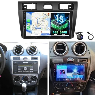 4+64GB Für Ford Fiesta MK5 VI 2002-2011 Carplay Autoradio Android 15.0 GPS Kam - Bild 1 von 4
