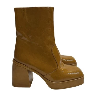 Bota Plataforma Free People Ruby Shine EU37 Charol Naranja Años 70 Inspirada Usada en Excelente Condición Foto 1 de 4