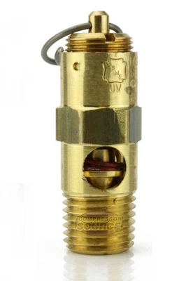 190 PSI Air Compressor Safety Relief Pop Off Valve Solid Brass 1/4" Male NPT USA - Image 1 of 4