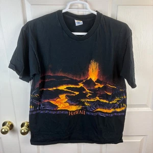 Vintage Cal Cru Hawaii Kurzarm T-Shirt Volcano Schwarz Y2K 1992 Gr. XL - Bild 1 von 5