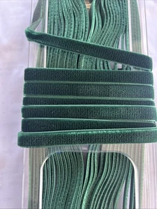 Vintage  3/8” Inch Hunter  Green  Velvet  Ribbon 5 yards SWISS Made" #45 - Picture 1 of 1