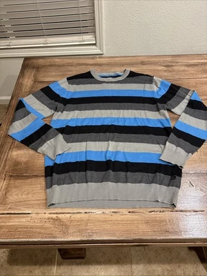 Quiksilver свитер мужской XL очень большой синий в полоску вязаный пуловер классический серфинг - Изображение 1 из 4