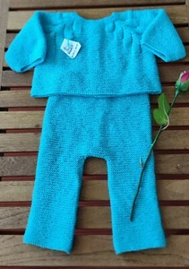 Conjunto de punto bebé jersey/chaqueta y pantalón 18- 24 meses . Hecho a mano - Imagen 1 de 5