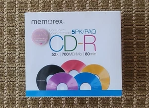Memorex Cool Colors CD-R 52X 700MB 80 min (5 Pack) Blank Media New Sealed - Picture 1 of 2