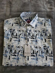 ROBERT GRAHAM NEW INKOM Classic Fit Floral Flip Cuff L/S Dress Shirt SZ Medium - Picture 1 of 12