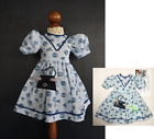 Blue Cotton Dress for 32 - 34cm Bru Jne Bisque Antique Doll Georgette Bravot