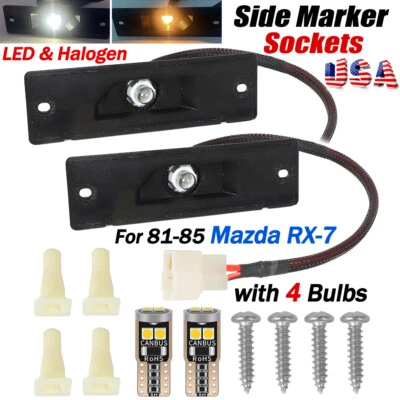 Front Rear Side Marker Sockets with 4 Bulbs For 1981-1985 Mazda RX7 Coupe 2-Door - Image 1 of 4