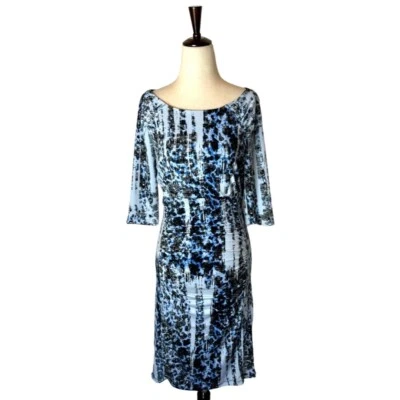 Vestido Carmen Marc Valvo Mujer 6 Azul Negro Cuello Barco Jersey Tejido Funda Acanalada Foto 1 de 4