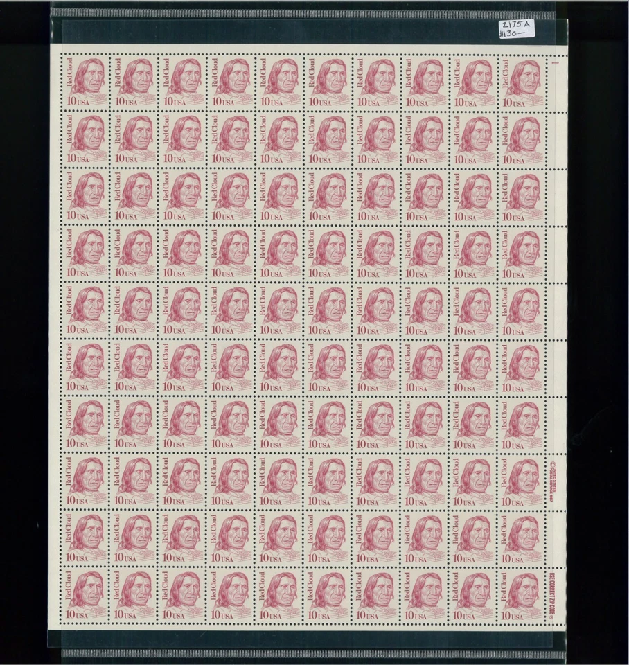 1990 United States Postage Stamp #2175a Plate No. 1 Upper Right Mint Full Sheet - Image 1 of 1