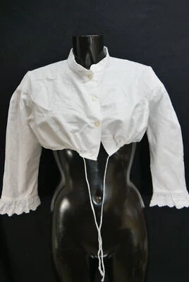 Gr.44 Dirndlbluse weiß Bluse für Dirndl Wenger Baumwolle mit Spitze B11449 - Bild 1 von 4