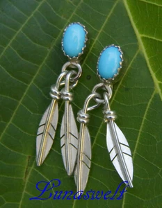 Indianer Ohrstecker 925 Truly flying Turquoise Sterlingsilber - Picture 1 of 2