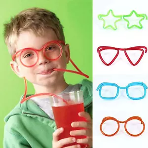 1x Straw Glasses Fun Drinking Straws Reusable Drink Party Games Gift Crazy Child - Picture 1 of 11