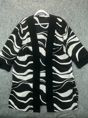 Dressbarn Top Mujer Talla Única Negro Plumero Chaleco Blanco Remolino Camisa Abierta Chaqueta 1 Foto 1 de 4