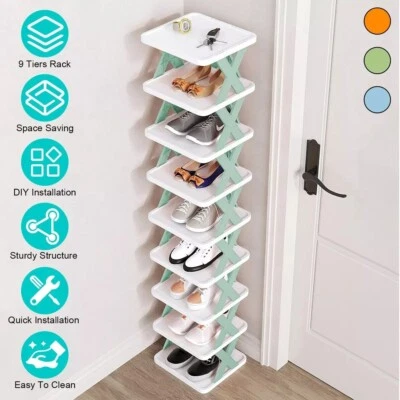 9-Tier Shoe Rack Storage Organizer Small Shoe Rack Narrow DIY Adjust Shoe Shelf - Image 1 of 4