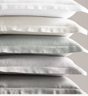 NOVO Hardware de Restauração Lavado em Pedra Linho Belga Queen Espreguiçadeira Shams (2) Nevoeiro - Imagem 1 de 4