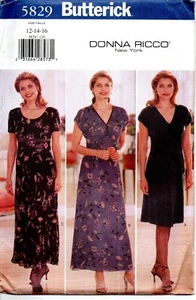 Butterick 5829 Donna Ricco NY Aline Dress Sleeve Length Variations Size 12 - 16 - Picture 1 of 2