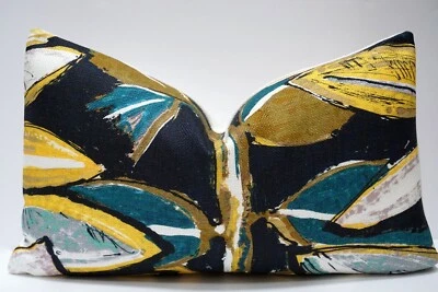 Lalie Design EXUBERANCE tabac mustard Fabric Cushion Cover 12” X 20” - Image 1 of 4