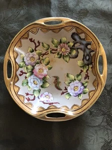 Schale handbemalt floral goldvergoldet - Nippon 7” breit 1,75” tief siehe Foto - Bild 1 von 2