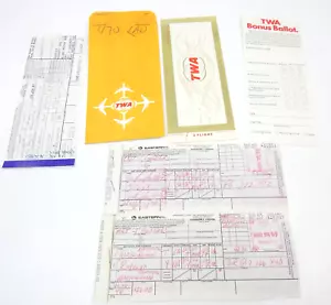6R TWA Eastern Braniff Airlines Airplane Tickets 1960's Lot Baggage Tag Etc - Picture 1 of 6
