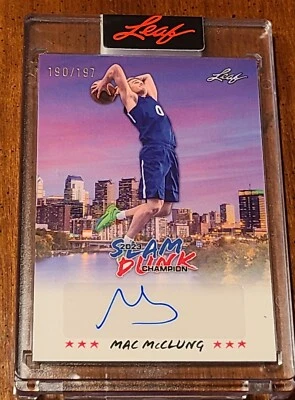 MAC McCLUNG AUTO /197 SLAM DUNK CHAMPION 2023 Leaf 76ers Rookie Autograph Card - Image 1 of 2