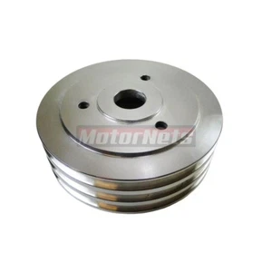 Big Block Chevy Polish Aluminum Crankshaft Pulley 3 Groove Short Water Pump BBC - Foto 1 di 2