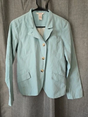 Blazer Sundance Mezcla de Lino Azul Claro Audrey Azul Asimétrico Talla 2 Foto 1 de 4