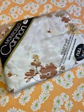 Vintage Brown Floral Cannon Monticello Full Flat Sheet Flowers NOS In Package
