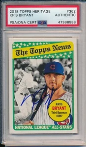 Kris Bryant Chicago Cubs Auto Signed 2018 Topps Heritage Card #362 ~ PSA/DNA - Picture 1 of 3