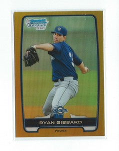 2012 Bowman Chrome Draft Gold Refractor #BDPP105 Ryan Gibbard Brewers /50