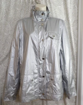 Ralph Lauren Серебряный Snap полный молнии дождевик, карманы, с подкладкой, средний - Изображение 1 из 4