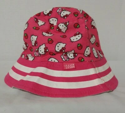 Sanrio Hello Kitty Sun / Bucket Hat Toddler One Size Pink Strawberry Pattern - Image 1 of 4