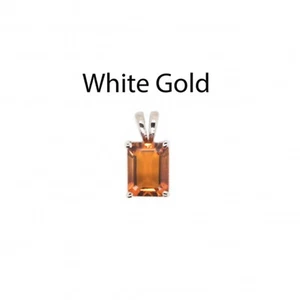 Citrin Smaragdschliff 8x6mm, 1,41 Karat Solitär Anhänger in 14k Weißgold (54113 - Bild 1 von 5