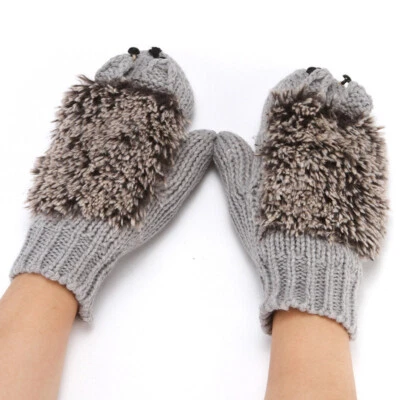 Women's Gloves Without Fingers Knitting Warm Mittens Fingerless Cartoon Gloves - Image 1 of 4