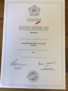 BRITISH AIRWAYS CONCORDE Blank Signed 1986 FLIGHT CERTIFICATE Vintage Supersonic - Picture 1 of 6
