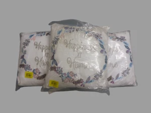 Cushion Square 45cm Job Lot x3 Heart House Happiness Floral Natural Scatter Sofa - Picture 1 of 7