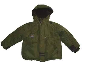 Oshkosh B'gosh Boys Bubble Hoodie Jacket Army Green Front Pockets Sz 6 B002 - Picture 1 of 12