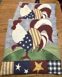 2er Set passende Hahn Patriotisch Americana Küche hängende Heizpads Sterne - Bild 1 von 3
