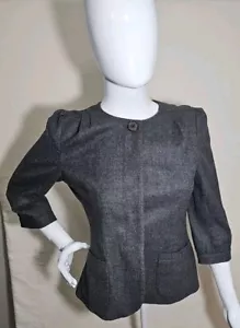 Banana Republic Damen grau Wolle Cropped 3/4 Ärmel Blazer Jacke Größe 4 - Bild 1 von 8