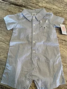 Just One You By Carters Baby Boys Size 12M Button Up Blue Romper Bodysuit New - Picture 1 of 8