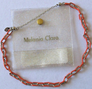 Melania Clara Boutique Paris Necklace Chain Papaya Silver Tone Signed Jewelry