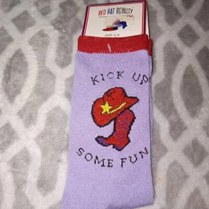 Red Hat Royalty Cowgirl Purple Socks New Size 9-11 Hat, Boots And Stars - Picture 1 of 3