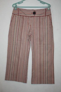 Nine & Co Sz 10 (32x24) Multicolor Stripe Capri Crop Wide Leg Pant Jeans Stretch - Picture 1 of 6