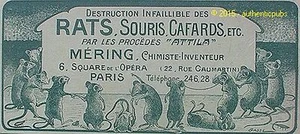 PUBLICITE ATTILA DESTRUCTION RAT SOURIS CAFARD MERING SIGNE GASSE DE 1908 AD PUB - Imagen 1 de 1