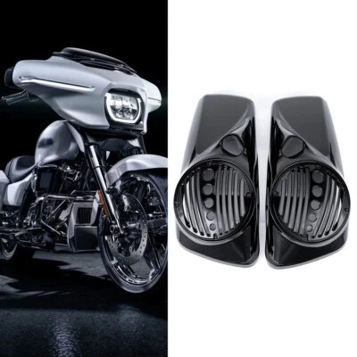 8 inch Speaker Lids With Tweeter For Harley Touring 2014-2024 Models Gloss Black - Image 1 of 4