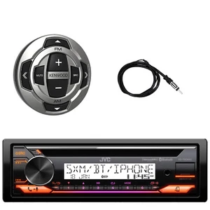JVC KD-T92MBS Single-DIN Marine Bluetooth CD Receiver W/Remote, Radio Antenna - Picture 1 of 4