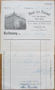 Membrete alemán Hotel zum Bahnhof 1910 Stralsund Alemania - Imagen 1 de 1