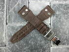 22mm Big Pilot Rivet Style Bracelet Cuir Marron Boucle Déployante Set pour Iwc