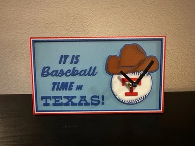 It Is Baseball Time In Texas Clock Texas Rangers Desktop Clock With Stand - Image 1 of 4